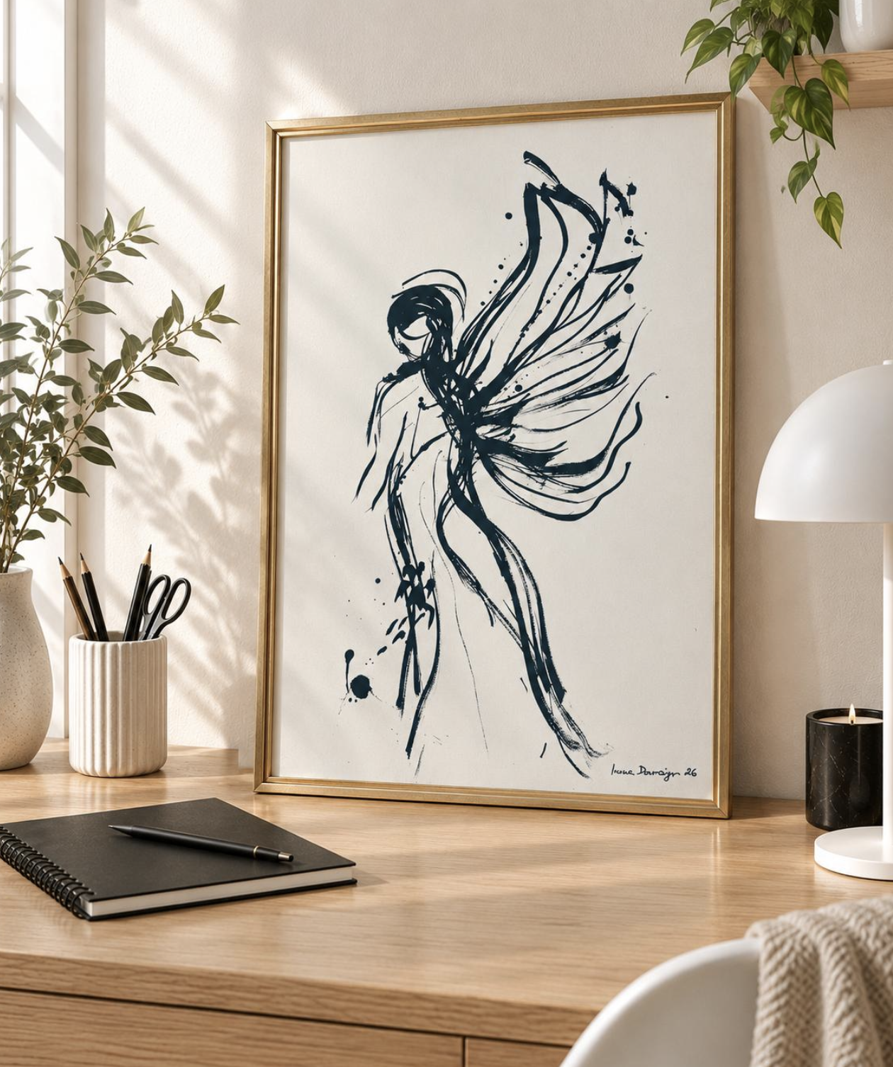 08/09 strukturovaný papír 40x50cm ve zlatém rámečku / 2 700 Kč
