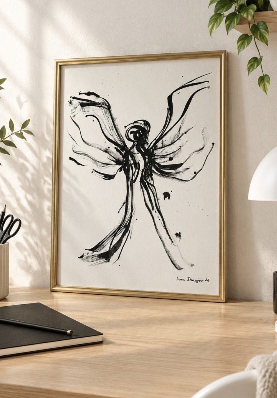 07/09 strukturovaný papír 40x50cm ve zlatém rámečku / 2 700 Kč